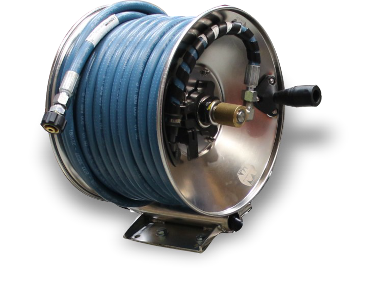 4000PSI SS 134 HOSE REEL KIT, 30M 3/8'' 5000PSI BLUEPRO HOSE, LOCKING PIN, 1.3M WHIP