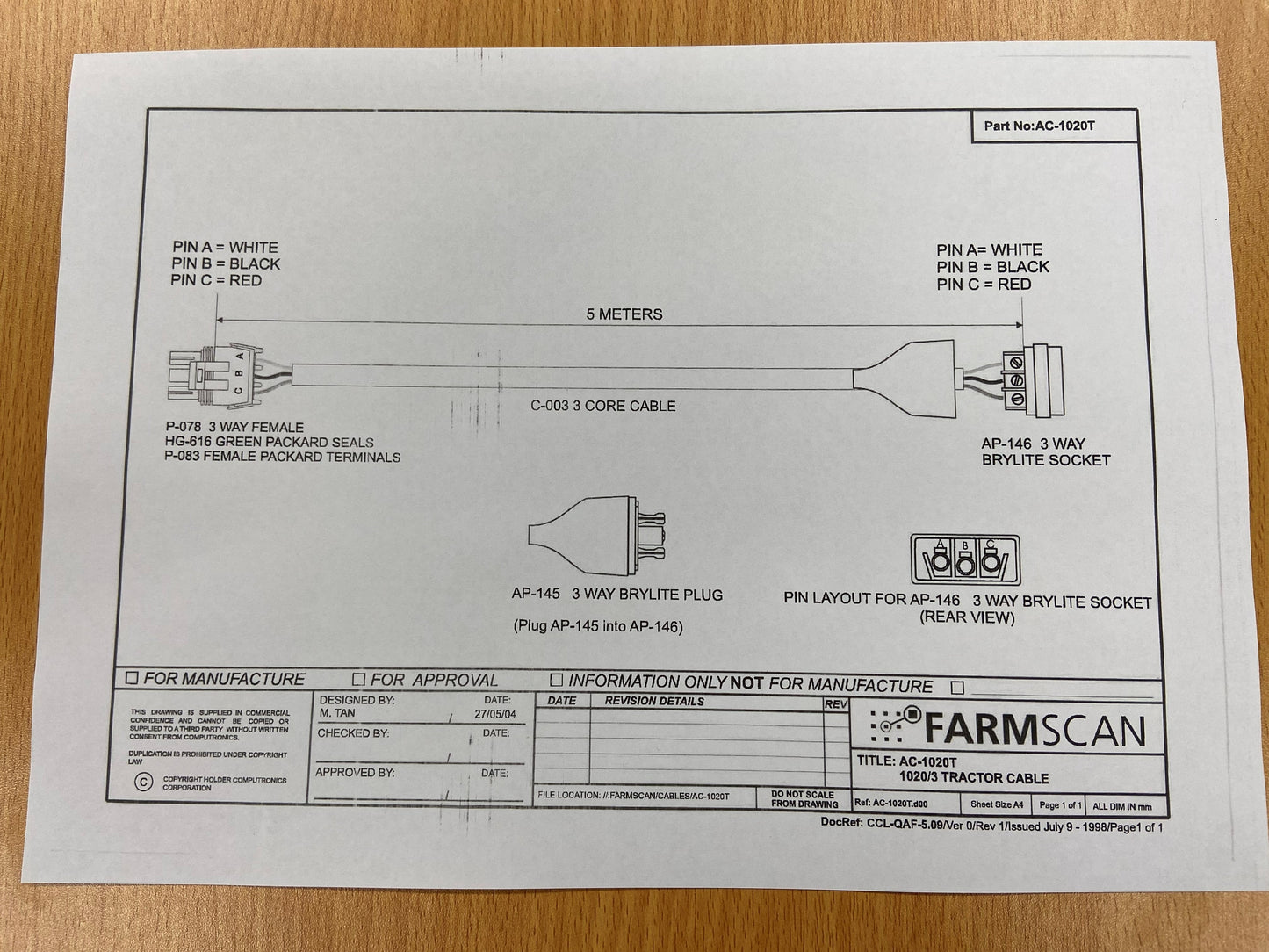 Tractor Cable 5m