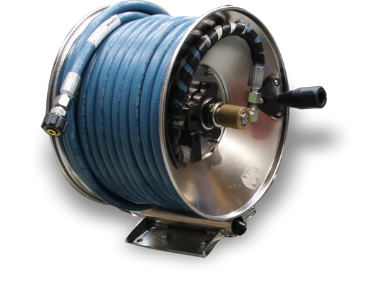 4000PSI SS 134 HOSE REEL KIT, 30M 3/8'' 5000PSI BLUEPRO HOSE, LOCKING PIN, 1.3M WHIP